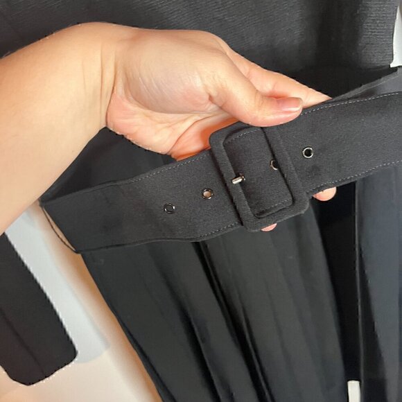 Victor Victoria black pleated belted wool dress - Picture 4 of 8